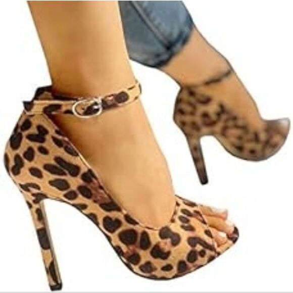 (S-4377) Leopard Stiletto Heels Sz 6.5 - Picture 11 of 11